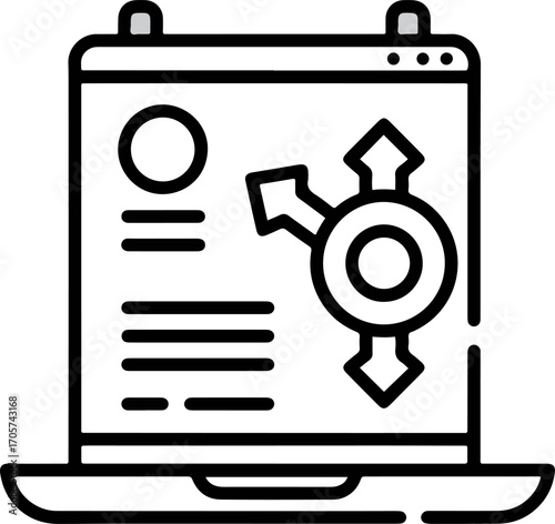 Line Art Style Detailed Calendar Planning Direction Website Icon Design
