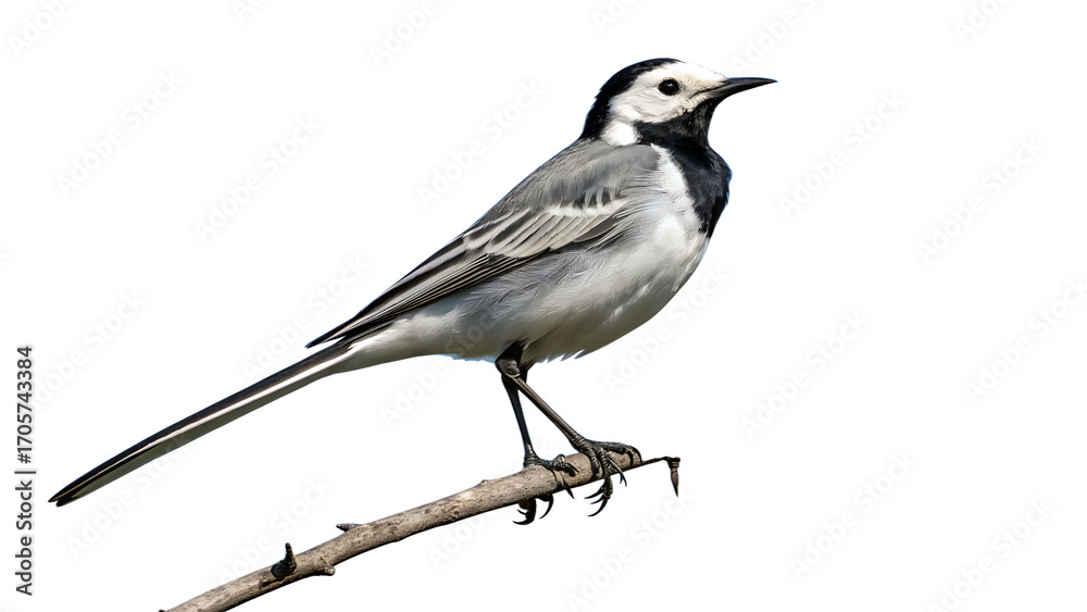 Obraz premium A white wagtail perched on a twig.