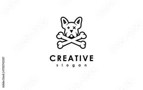 vector dog head with crossed bones