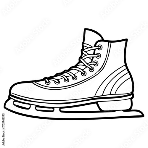 Black and white line drawing of ice skate