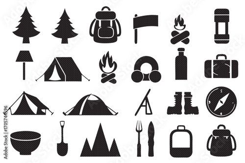 Camping and outdoor adventure icons