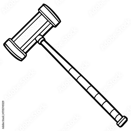 Vintage wooden mallet with long handle