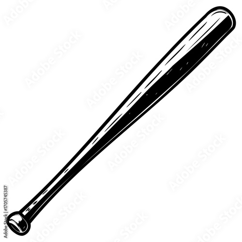 Black baseball bat illustration with smooth handle and tapered end