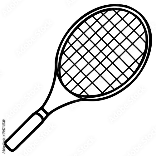 Black and white line drawing of tennis racket