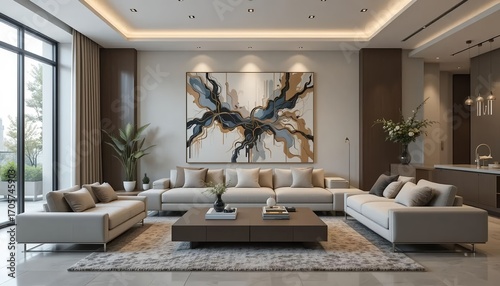 Contemporary Living Room with Bold Wall Art