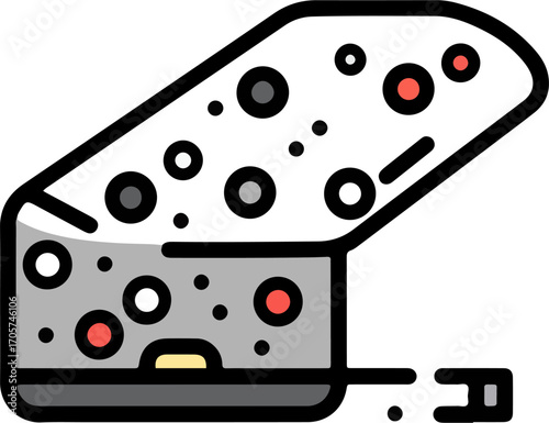 Simple Line Color Moldy Lunchbox Container Full of Spores Illustration