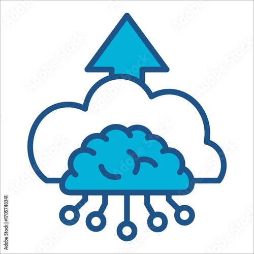 Futuristic Icon In Blue Monochrome Flat Design, Vector Illustration.