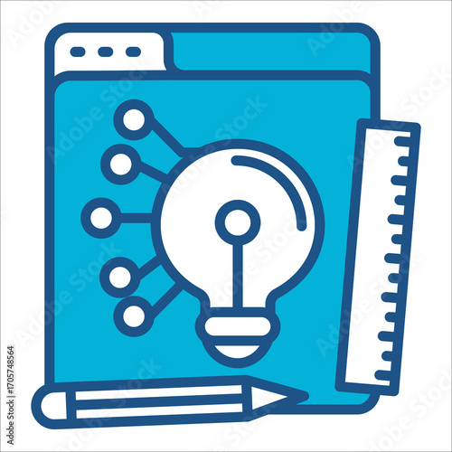 Technology Icon In Blue Monochrome Flat Design, Vector Illustration.