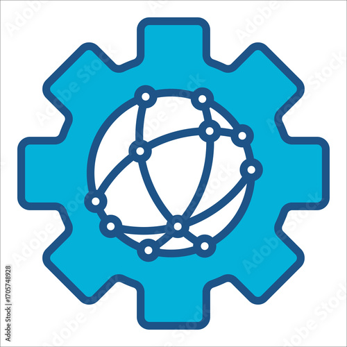 Automaton Icon In Blue Monochrome Flat Design, Vector Illustration.