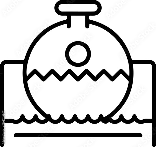 Minimalist Line Art Water Treatment Plant Filtration System Diagram