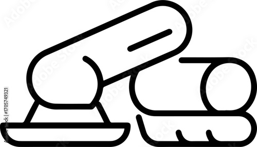 Minimalist Outline Yoga Roller With Mat Equipment Fitness Illustration