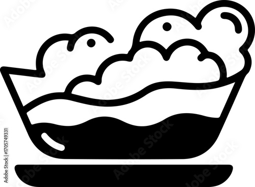 Simple Line Art Basin Full of Suds or Bubbles Icon Illustration