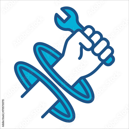 Portal Icon In Blue Monochrome Flat Design, Vector Illustration.