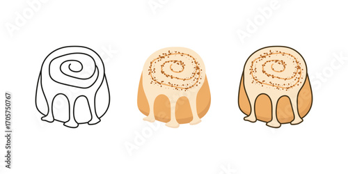 cinnamon roll set, cinnamon, icing.