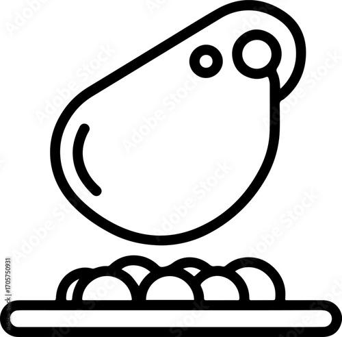 Minimalist Outline Mussel with Caviar Icon for Seafood Restaurant Menu