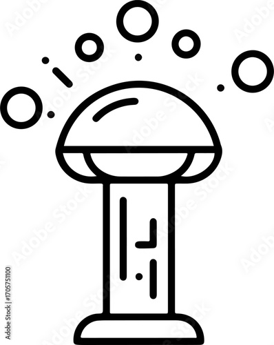 Minimalist Line Art Magic Mushroom Spores Outline Simple Symbol Icon