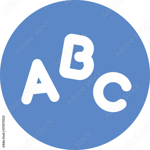 an icon of alphabets on a blue circle background