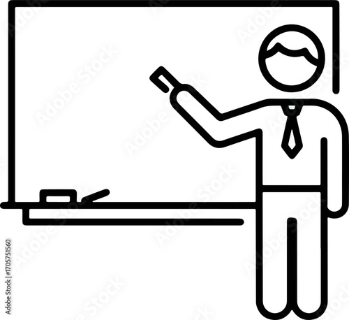 Simple Outline Teacher Illustration Giving Lecture Education in the Classroom