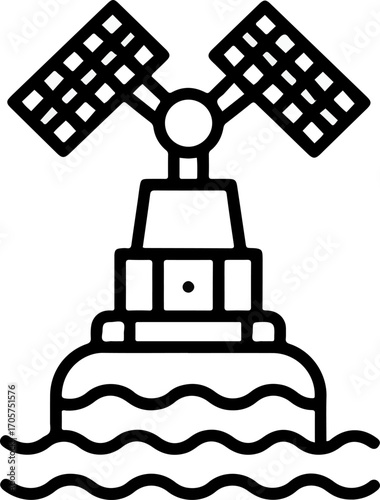 Outline Simple Buoy with Solar Panel Navigation System Maritime Icon