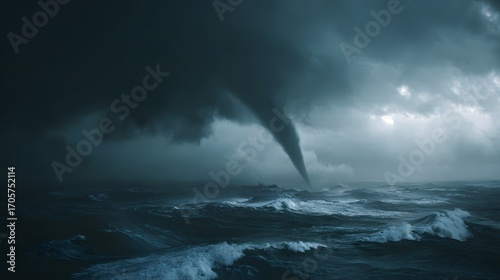 Waterspout tornado over ocean waters powerful storm severe weather natural disaster dangerous phenomenon extreme