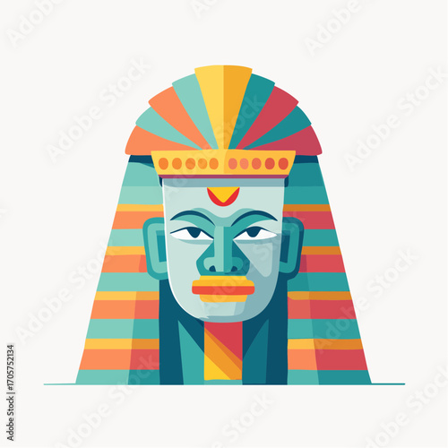 Stylized Pixel Art Pharaoh Portrait With Striped Headdress