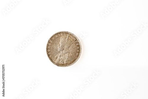 Cardiff Mid Glamorgan Wales UK September 15 2025 British Empire George  V Silver Indian Rupee Head Crown Face