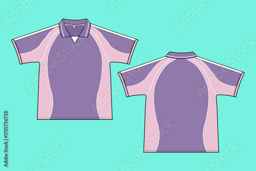 Unisex Sportswear Retro Design Soccer Jersey T-Shirt Technical Drawing Fashion Flat Sketch Vector Template.