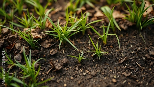 Wallpaper Mural Textured grass and soil in earthy tones, highlighting nature conservation and environmental awareness. Torontodigital.ca