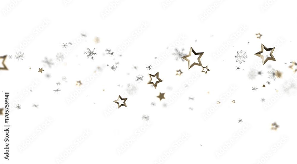 Fototapeta premium Sparkling winter background with gold stars and snowflakes. Perfect for holidays, celebrations, and winter themes.