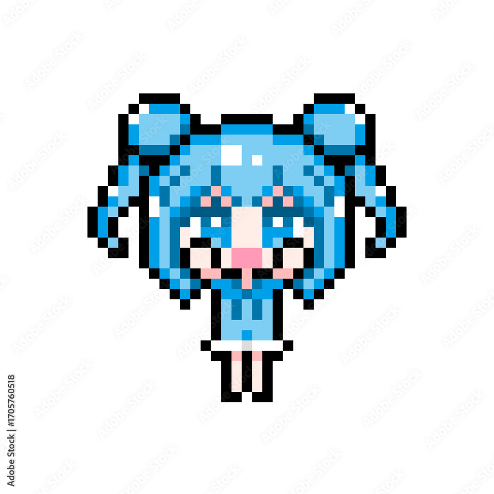 Fototapeta premium Pixel art girl 04 Raise both hands 02 (2)