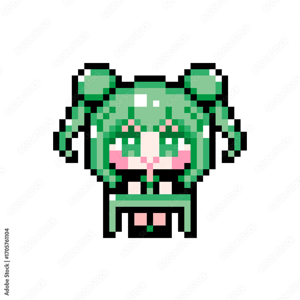 Obraz premium Pixel art girl 04 Sitting at the desks (5)