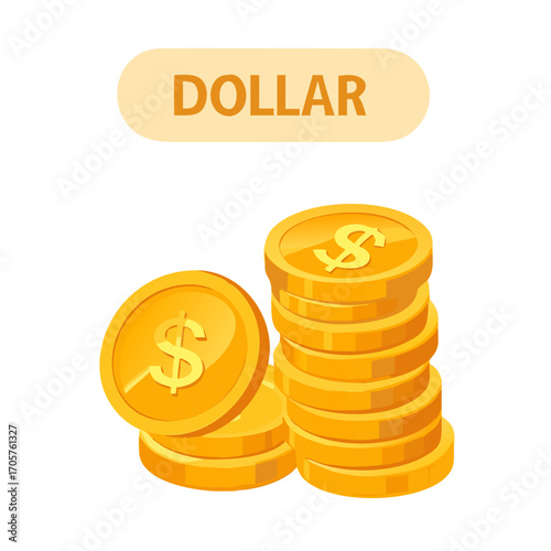 Stack of golden dollar coins currency money vector illustration
