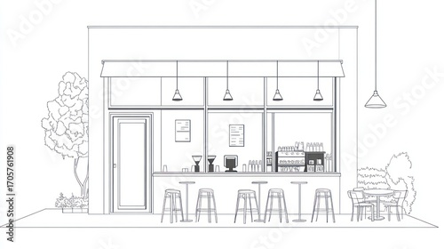 Cafe exterior design sketch