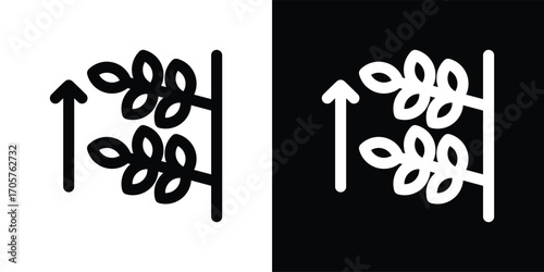 vertical farm icon set in outline black and white style vector illustration