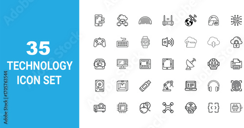 A set of icons for technology