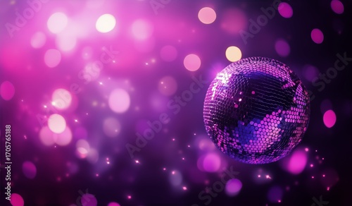 Colorful Disco Ball Reflecting Lights in a Vibrant Party Atmosphere During Ni...
