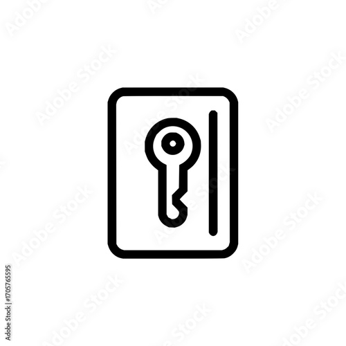 Key card icon showing a key inside a rounded rectangle with a vertical line on the right side of the key