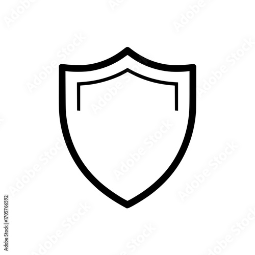 A simple black and white line drawing of a shield with a double outline and a pointed bottom edge design