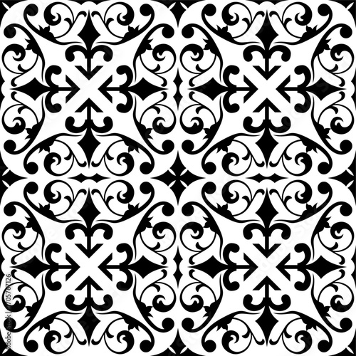 Seamless swirly floral pattern design vector illustration design decoration ornament ethnic batik traditional vintage classic