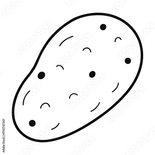 Isolated black and white potato vector on white background for graphic design
