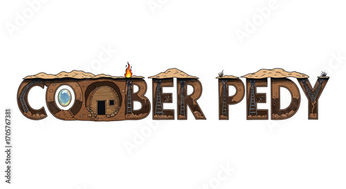 Coober Pedy Underground Town Illustration