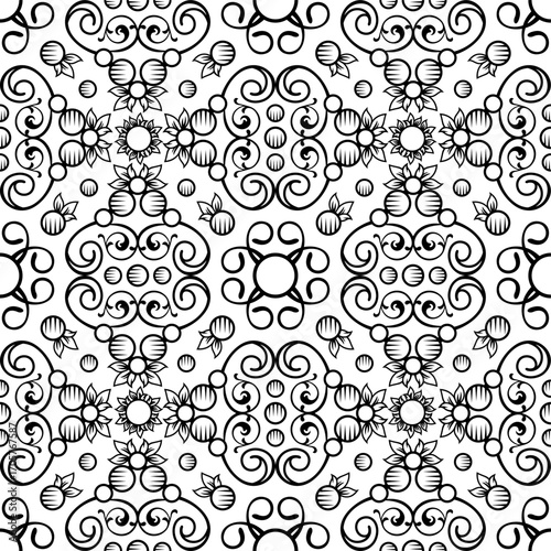 Seamless swirly floral pattern design vector illustration design decoration ornament ethnic batik traditional vintage classic