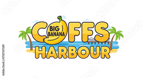 Coffs Harbour Logo with Big Banana Design