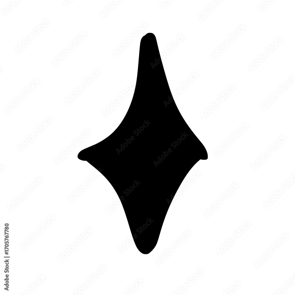 Fototapeta premium Abstract Black Stylized Star Sparkle or Rhombus Shape Icon