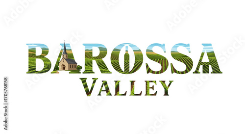 Barossa Valley Illustration with Vineyard Landscape