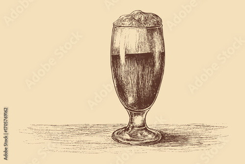 Beer glass illustration in a vintage style. This vector illustration can be used in any size you like for advertising, logos, and other work.