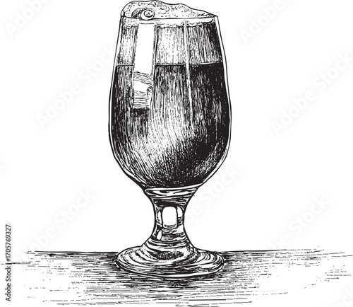 Beer glass illustration on a white background. This vector illustration can be used in any size you like for advertising, logos, and other work.
