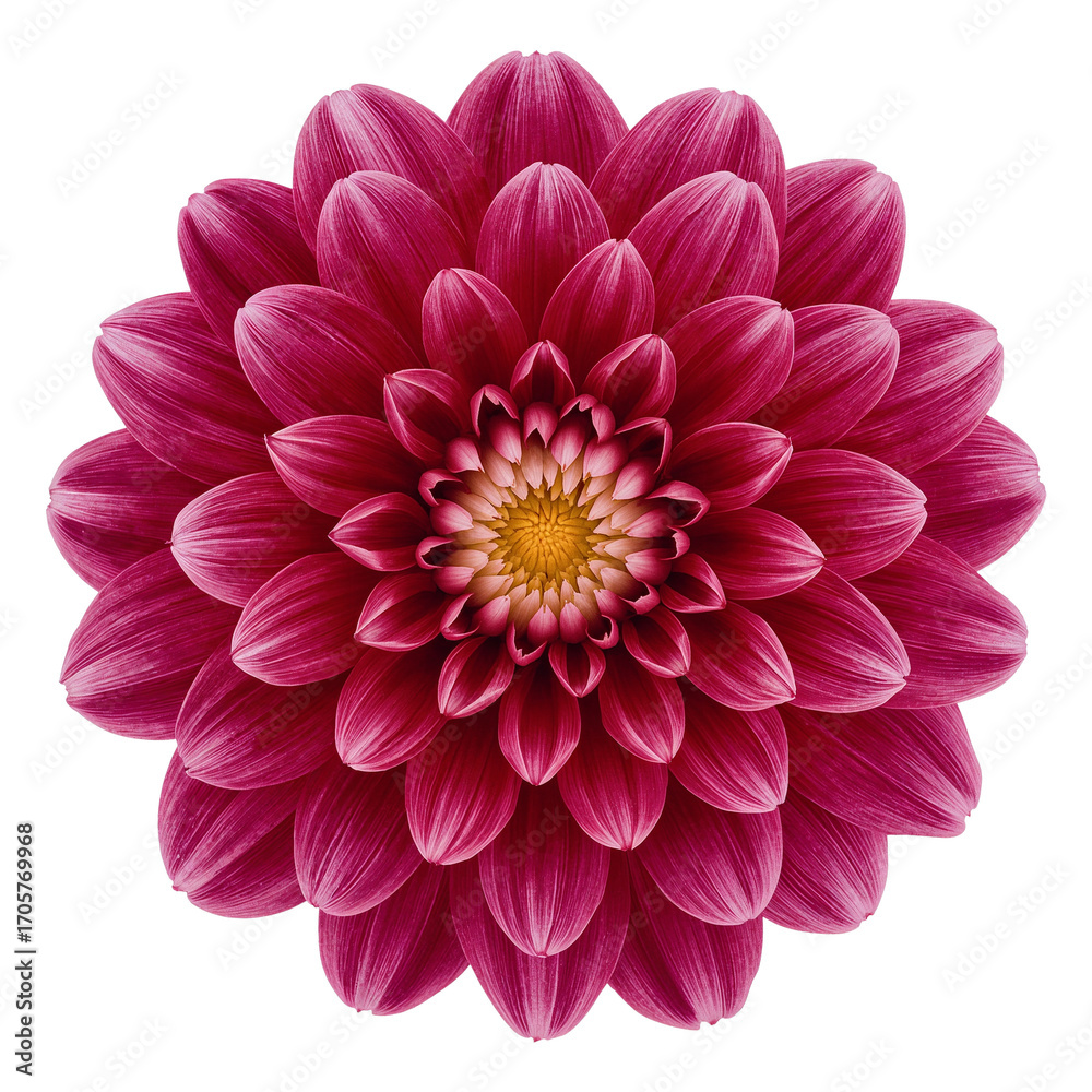 Fototapeta premium Elegant magenta dahlia with intricate petal arrangement on transparent presentation offering