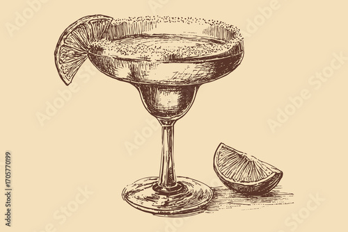 Margarita illustration in a vintage style. This vector illustration can be used in any size you like for advertising, logos, and other work.