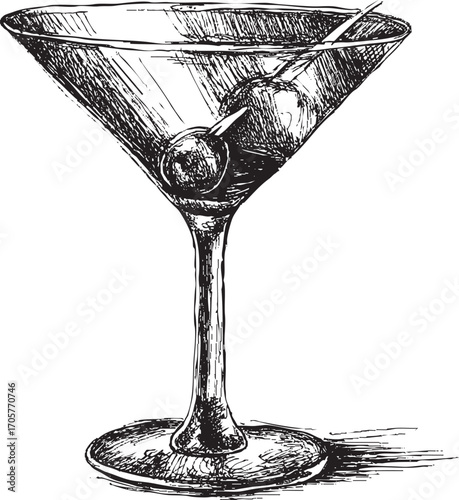 Martini glass illustration on a white background. This vector illustration can be used in any size you like for advertising, logos, and other work.